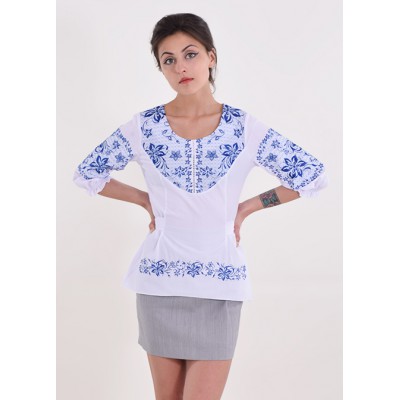 Embroidered blouse "Priority" blue